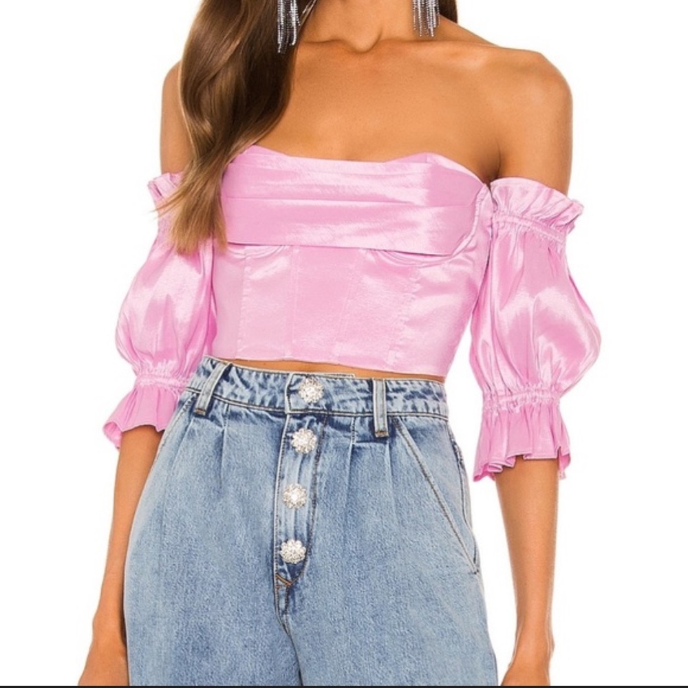 NWT Revolve Lovers + Friends Tyra Bustier Off The Shoulder Crop Top XS in Pink